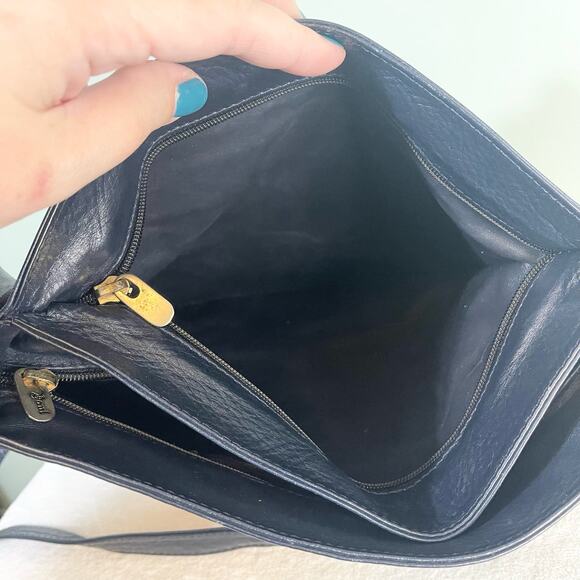 PAUL LE SAC Womens Leather Adjustable Strap Shoulder Bag Navy Blue main image 1